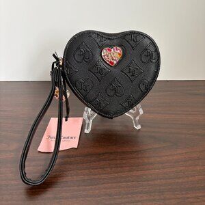 Juicy Couture Glam Heart Zip Wristlet Black NWT